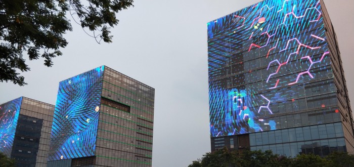 Media facade flex transparent led display P55 