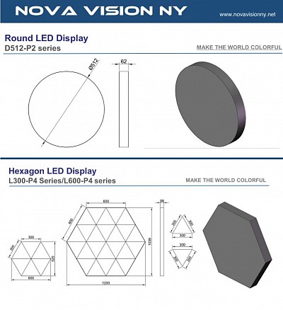 Hexagon and round shape LED video displays