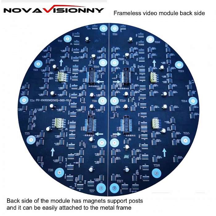 P2 round shape LED video module 300mm (11.81”) diamter back side